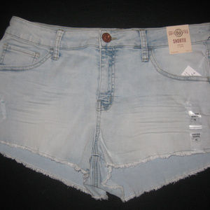 Frayed Shortie Jean Shorts (Juniors)